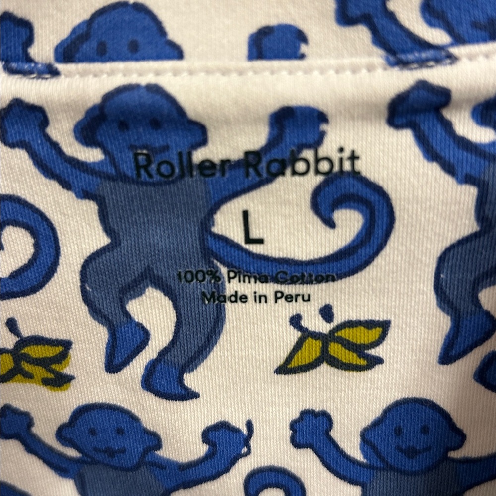 Roller Rabbit Blue & White Monkey Print Pajamas - Picture 3 of 5